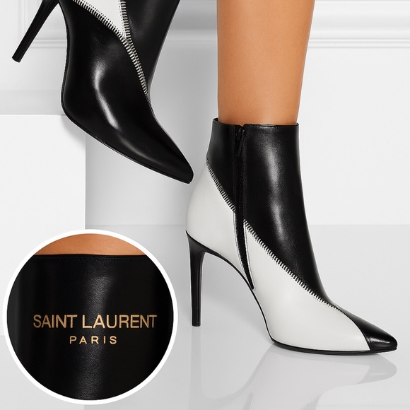 🏷️ NW Saint Laurent/Hedi Slimane leather booties Size40  Made in Italy  🇮🇹 - Picture 1 of 15